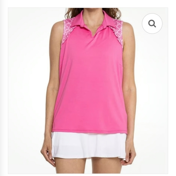 Stella Parker Tops - STELLA PARKER Polo Shirt Women Pink Golf Tennis Ruffle Raglan Sleeveless  NWT